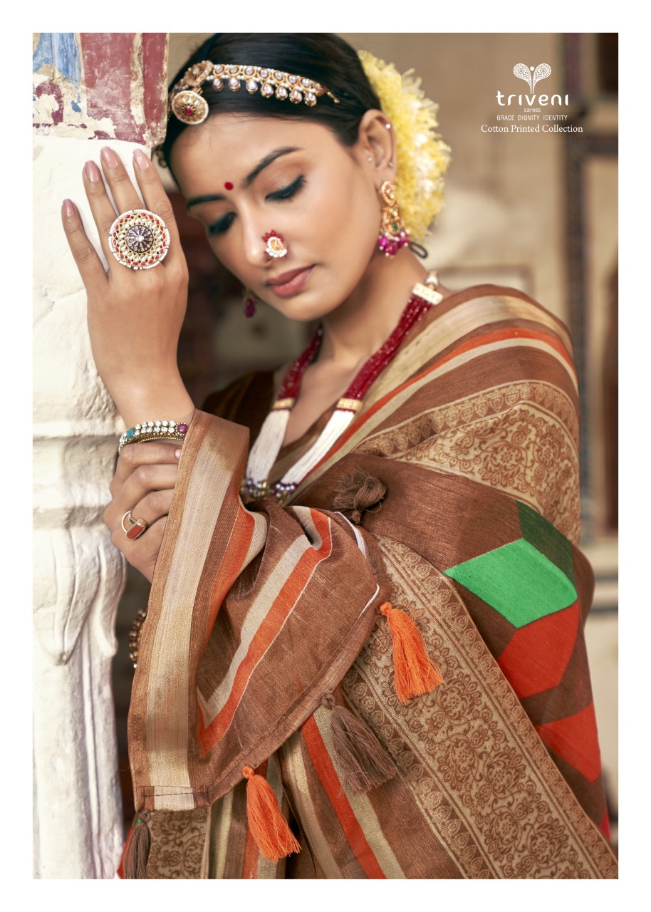 triveni sangrah cotton exclusive print saree catalog