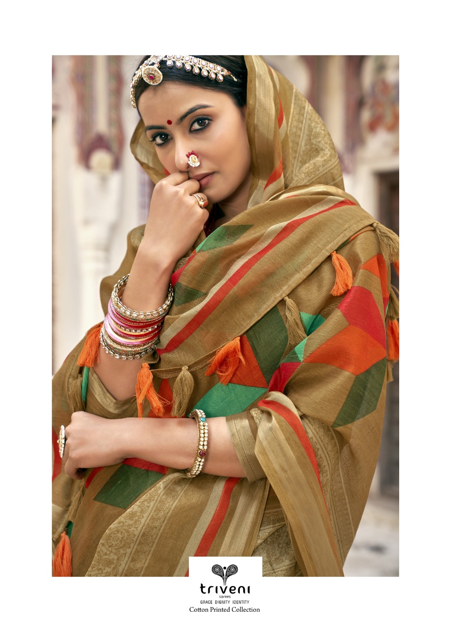 triveni sangrah cotton exclusive print saree catalog