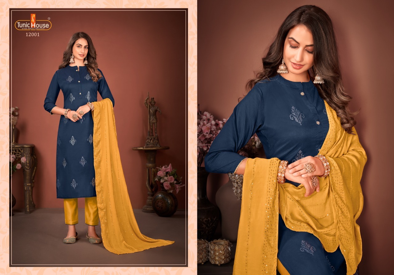 tunic house meraki silk new and modern style top bottom with dupatta catalog