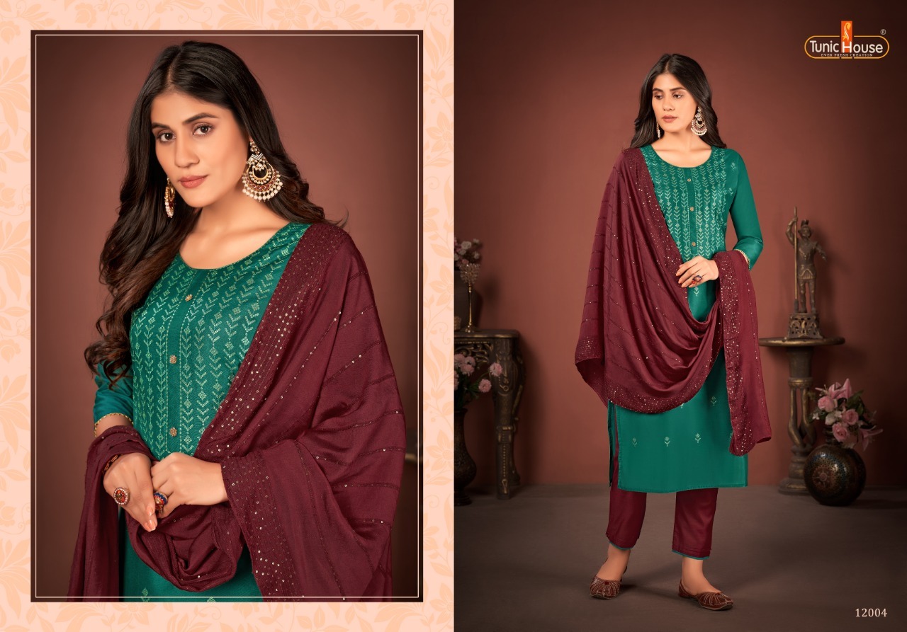 tunic house meraki silk new and modern style top bottom with dupatta catalog