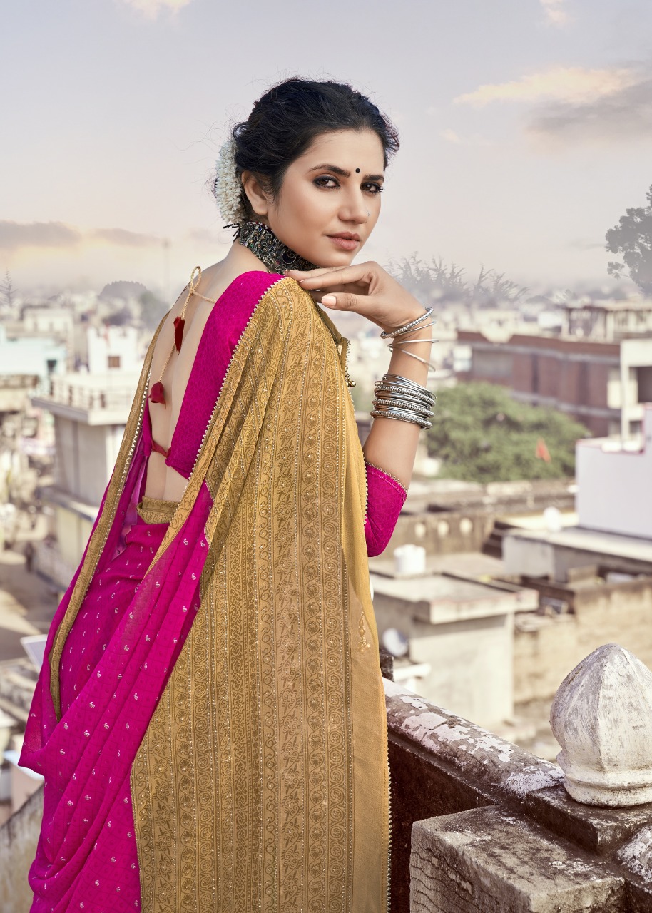 Vallabhi print dildaar georgette look regal look saree catalog