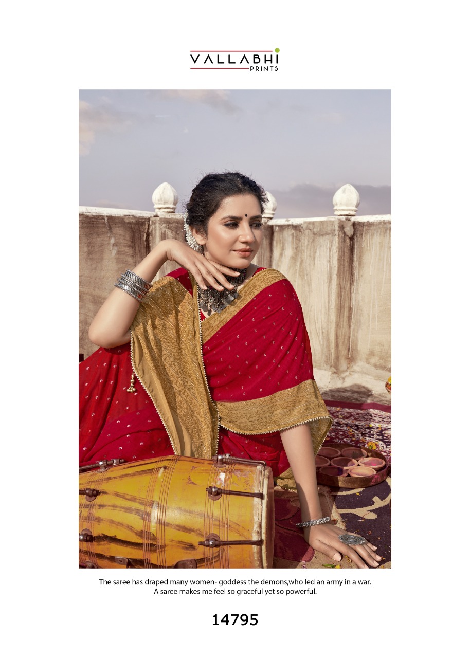 Vallabhi print dildaar georgette look regal look saree catalog