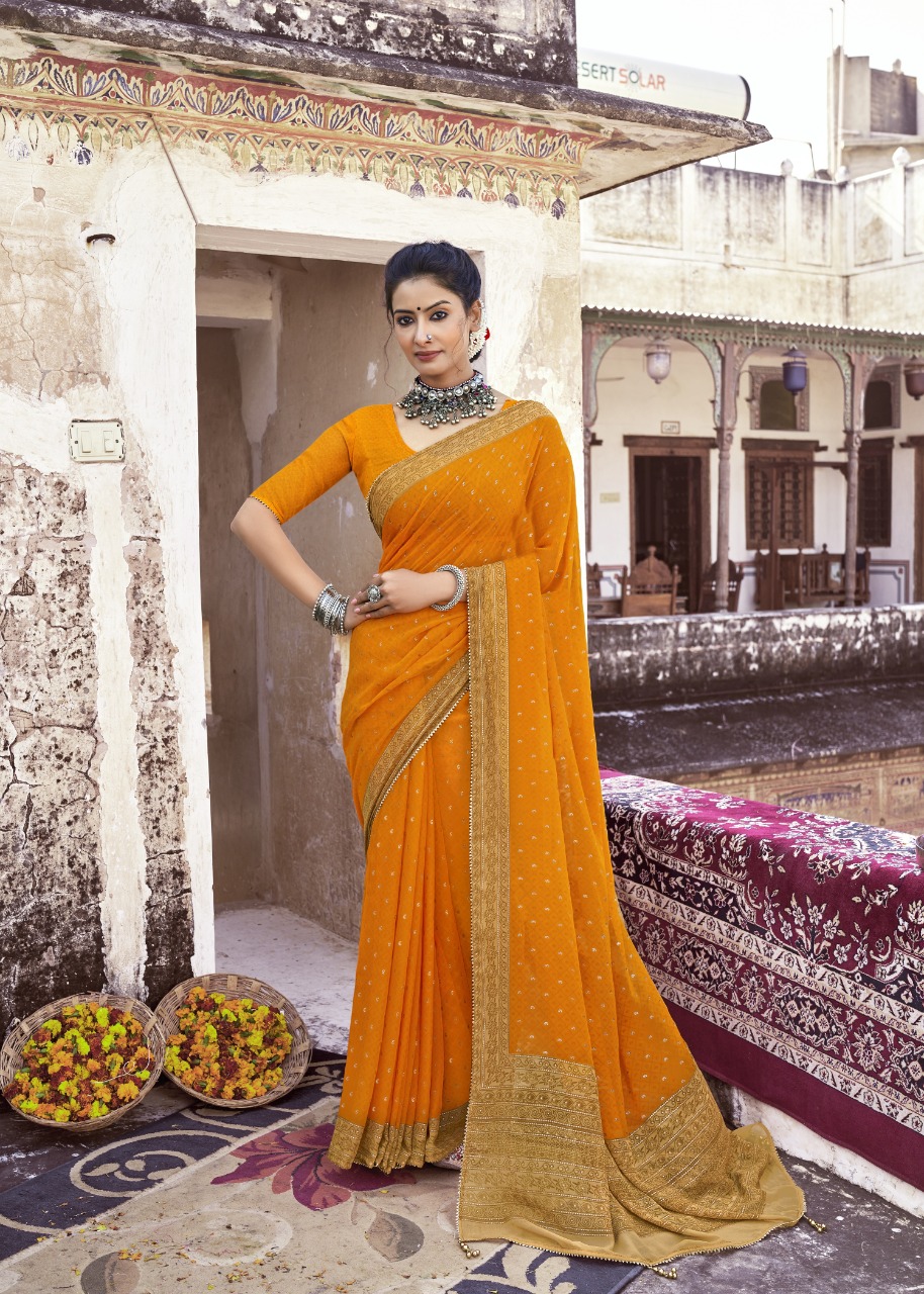 Vallabhi print dildaar georgette look regal look saree catalog