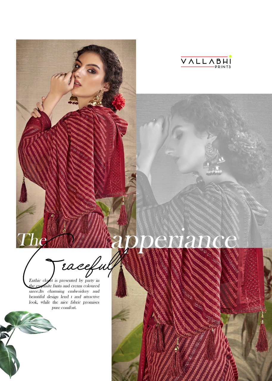 vallabhi print dishu georgette attractive look saree catalog