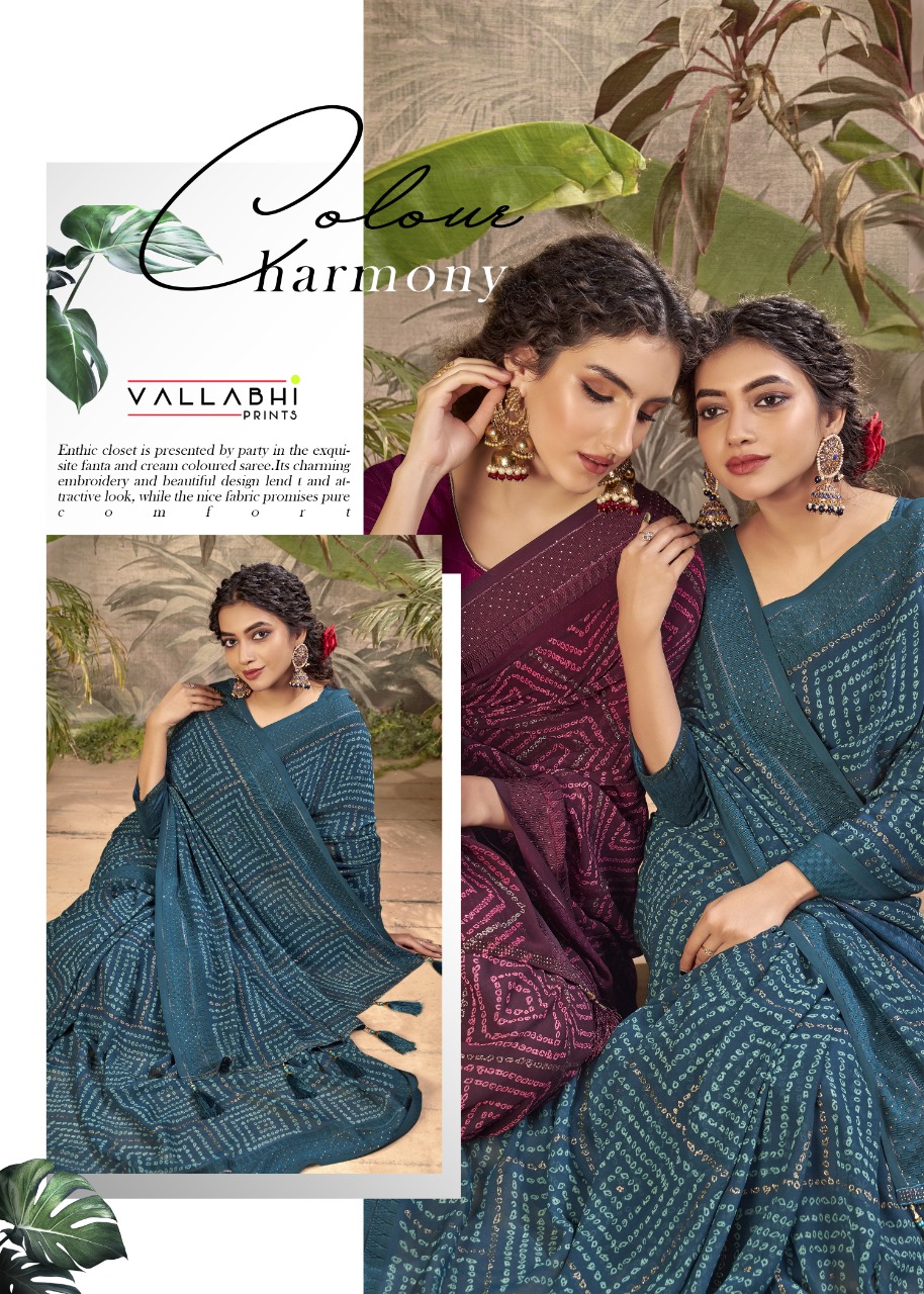 vallabhi print dishu georgette attractive look saree catalog