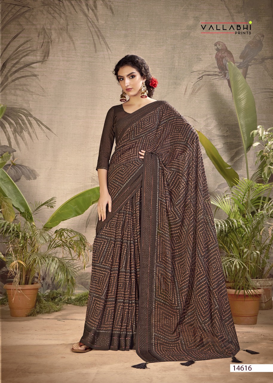 vallabhi print dishu georgette attractive look saree catalog