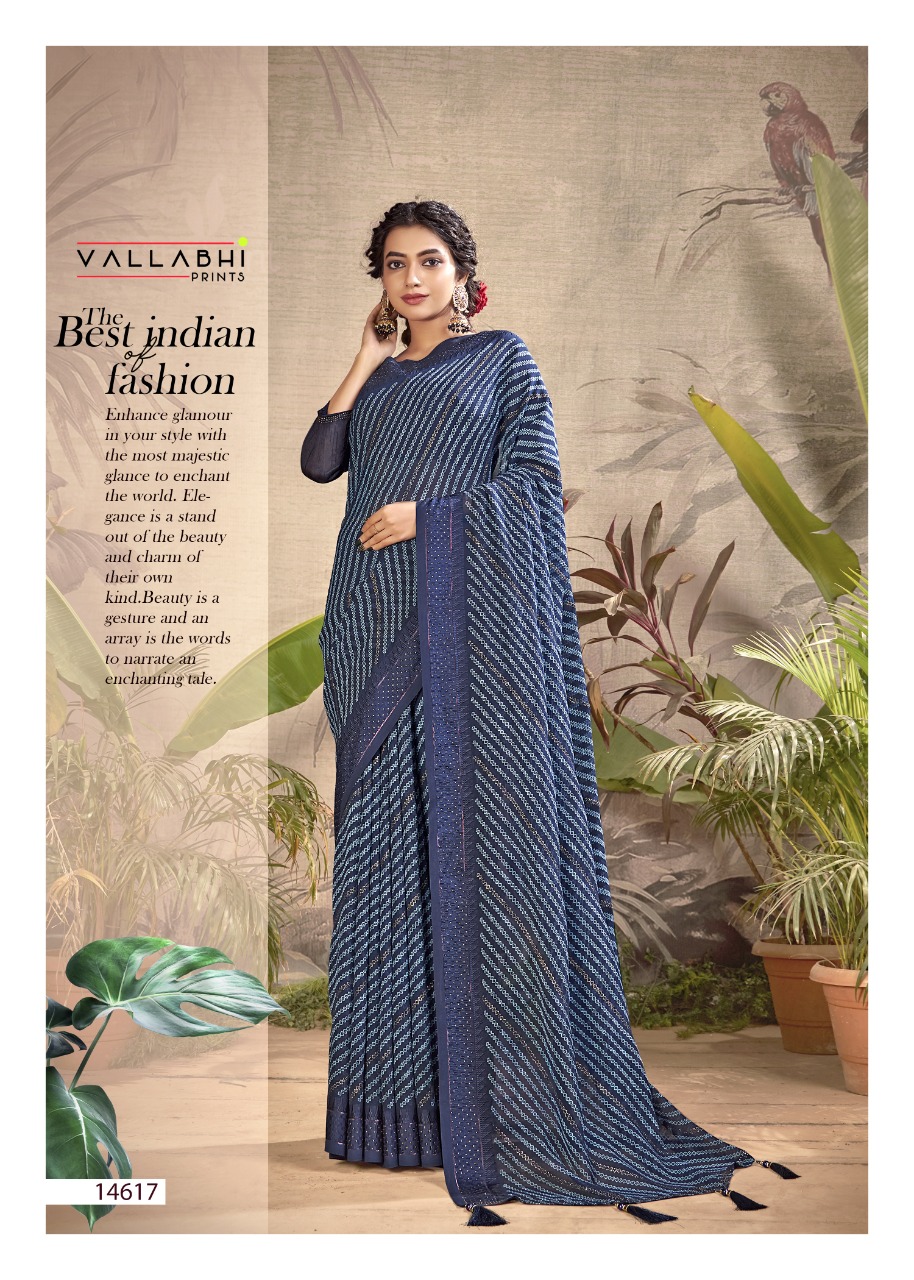 vallabhi print dishu georgette attractive look saree catalog