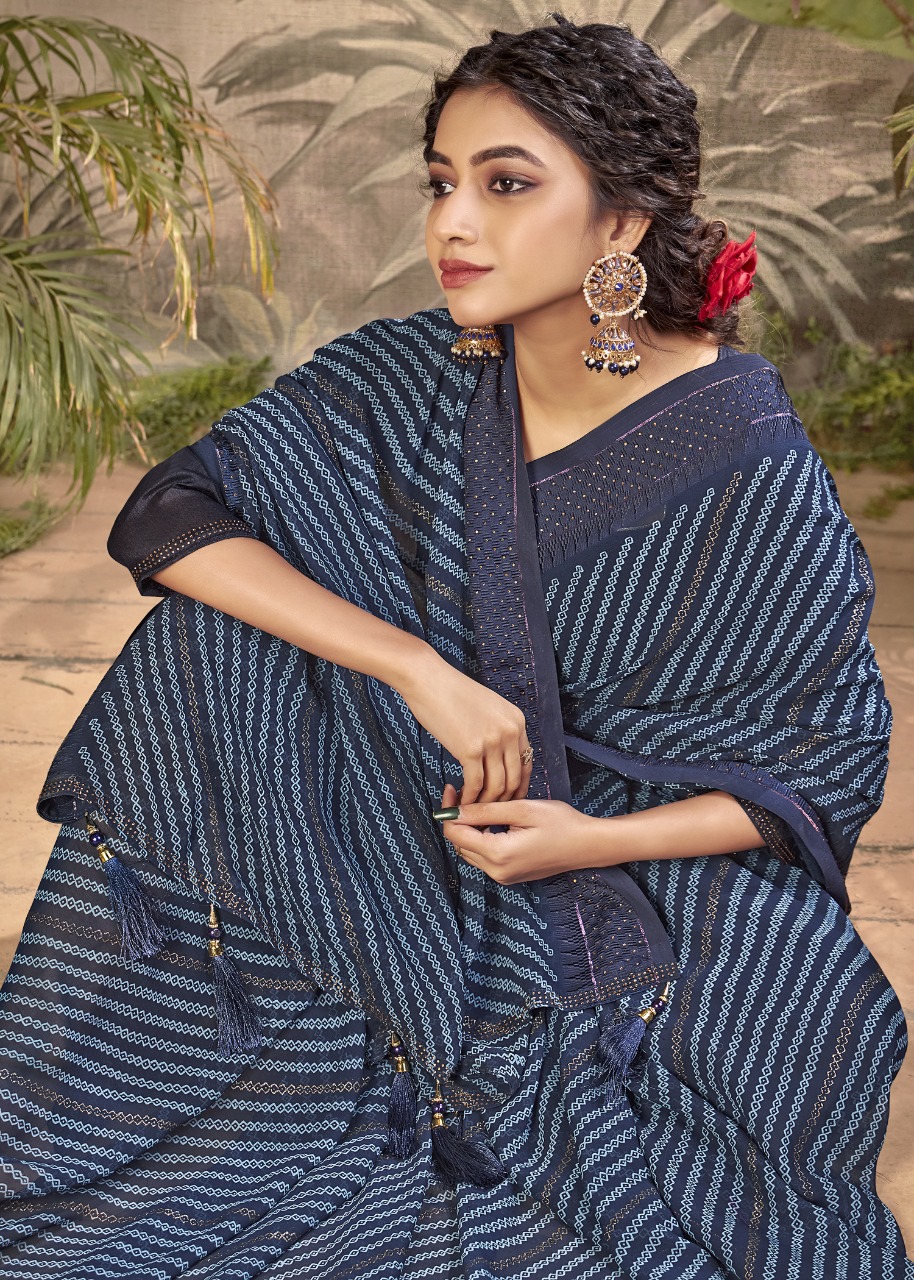 vallabhi print dishu georgette attractive look saree catalog