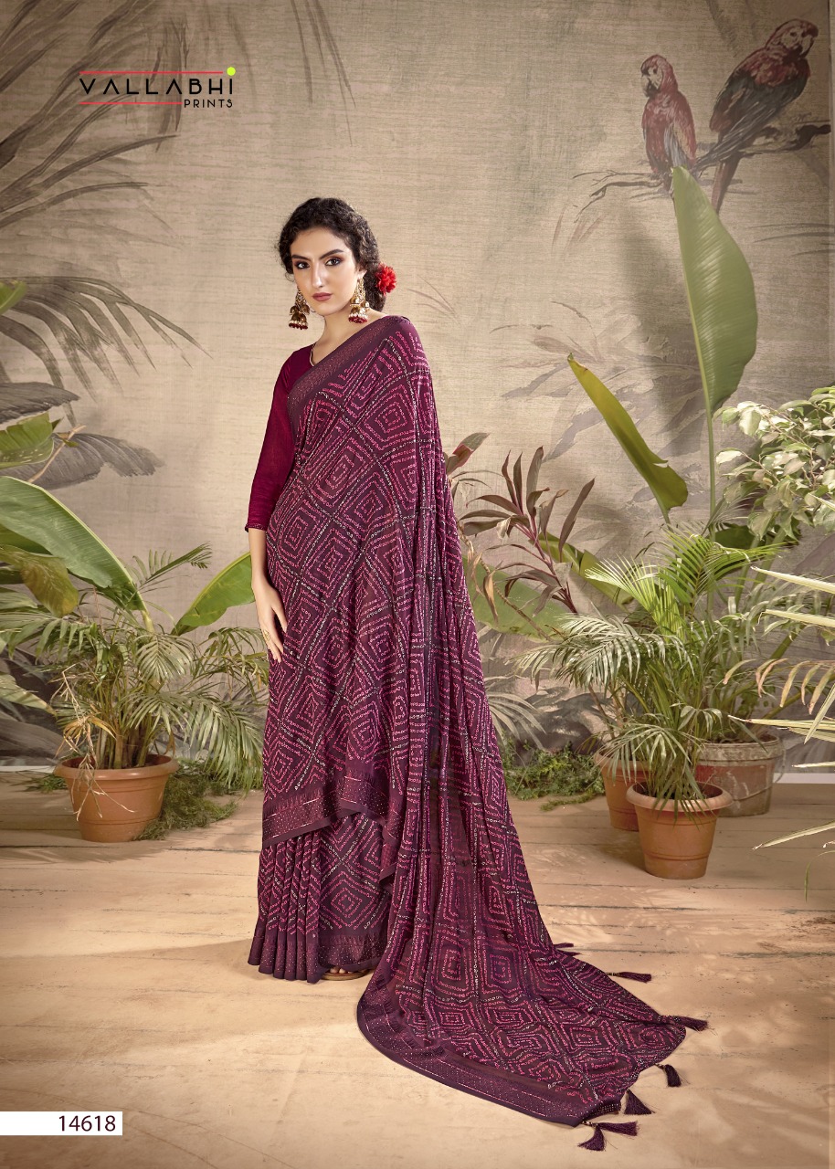 vallabhi print dishu georgette attractive look saree catalog