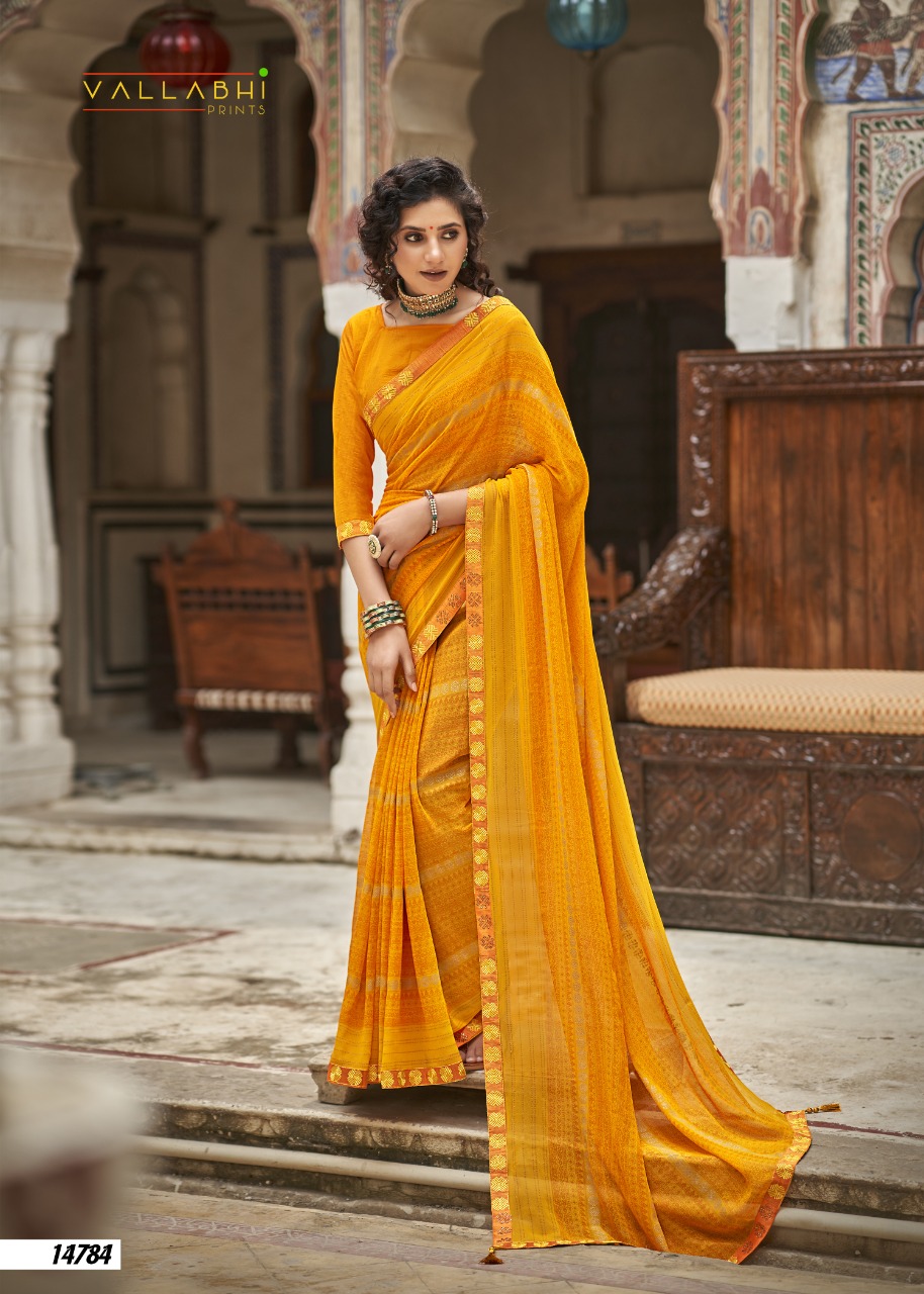 Vallabhi print hi choice georgette look regal look saree catalog