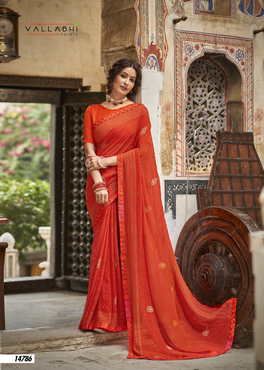 Vallabhi print hi choice georgette look regal look saree catalog