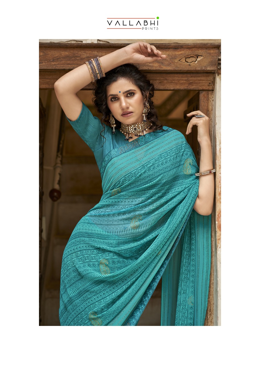 Vallabhi print hi choice georgette look regal look saree catalog