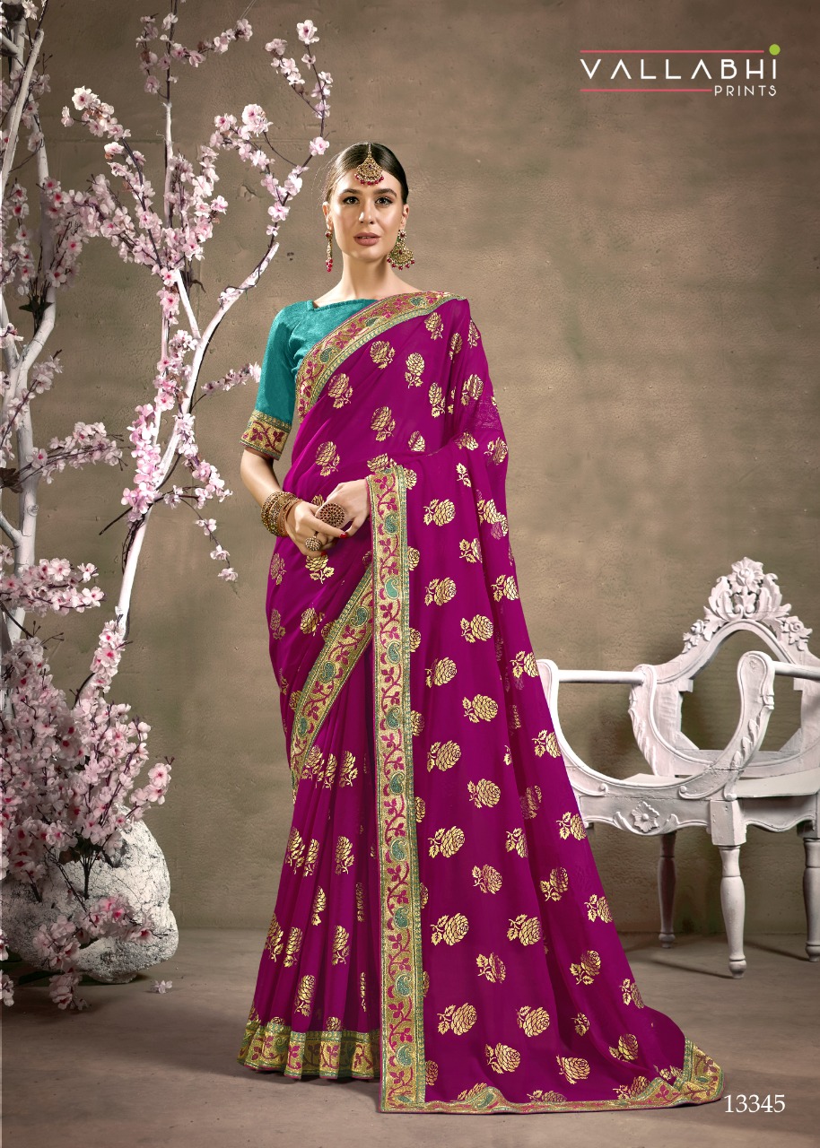 vallabhi print keshvi Vichitra Dyed graceful look saree catalog