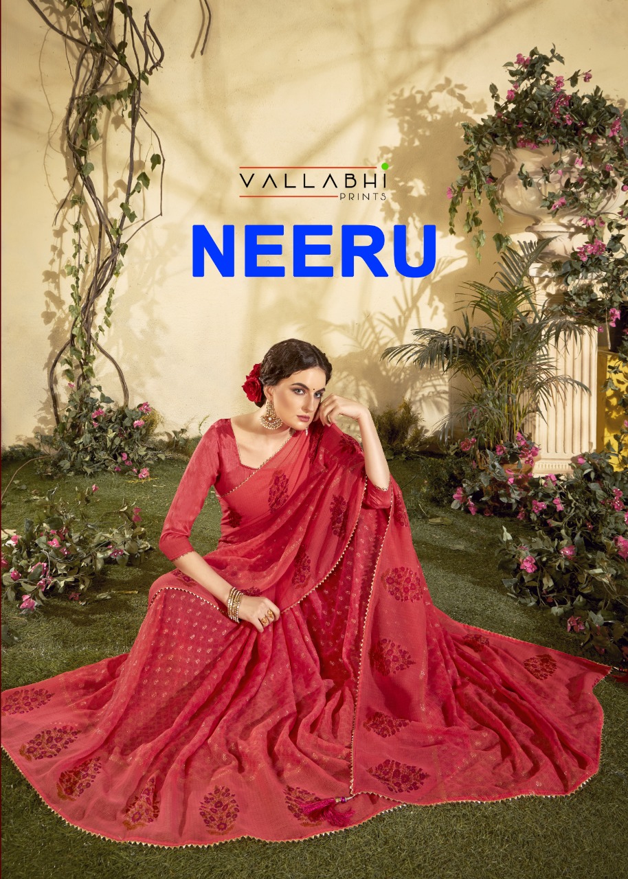 vallabhi print neeru chiffon attractive look saree catalog