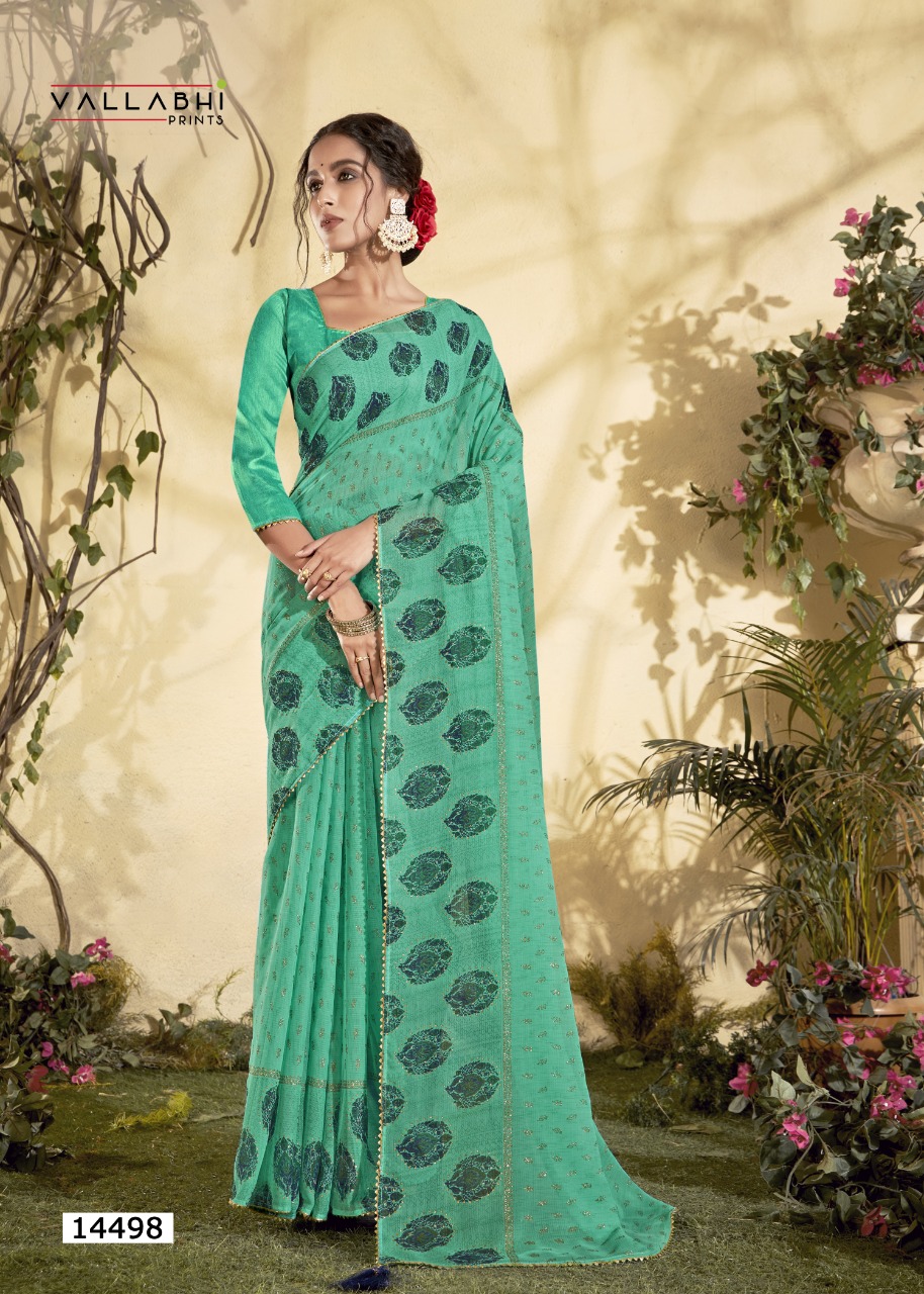 vallabhi print neeru chiffon attractive look saree catalog