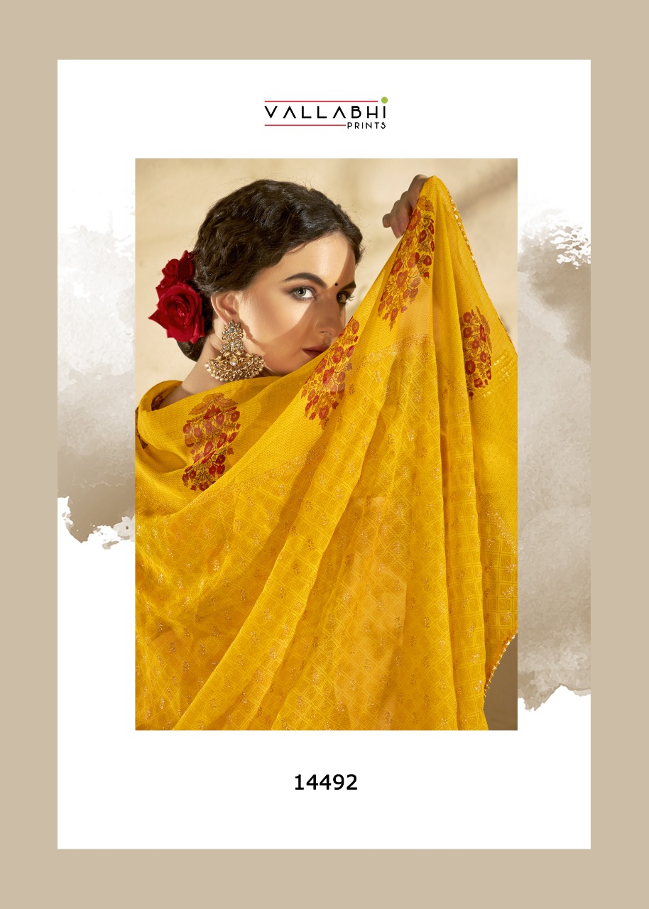 vallabhi print neeru chiffon attractive look saree catalog