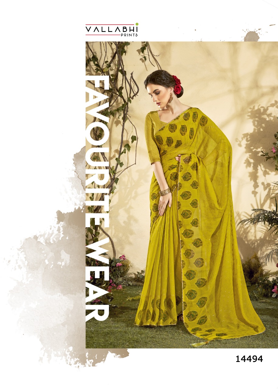 vallabhi print neeru chiffon attractive look saree catalog