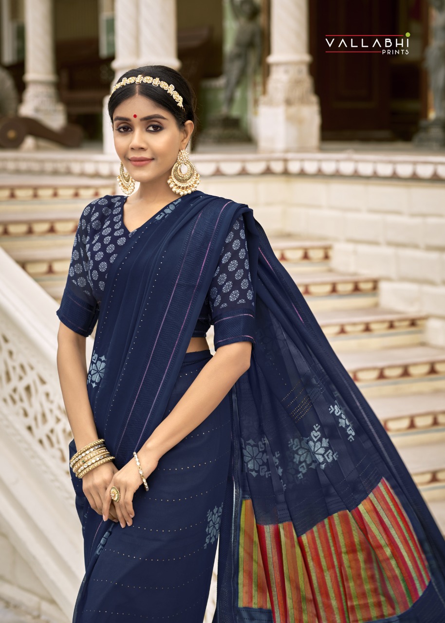 vallabhi print nysa georgette elegant look saree catalog