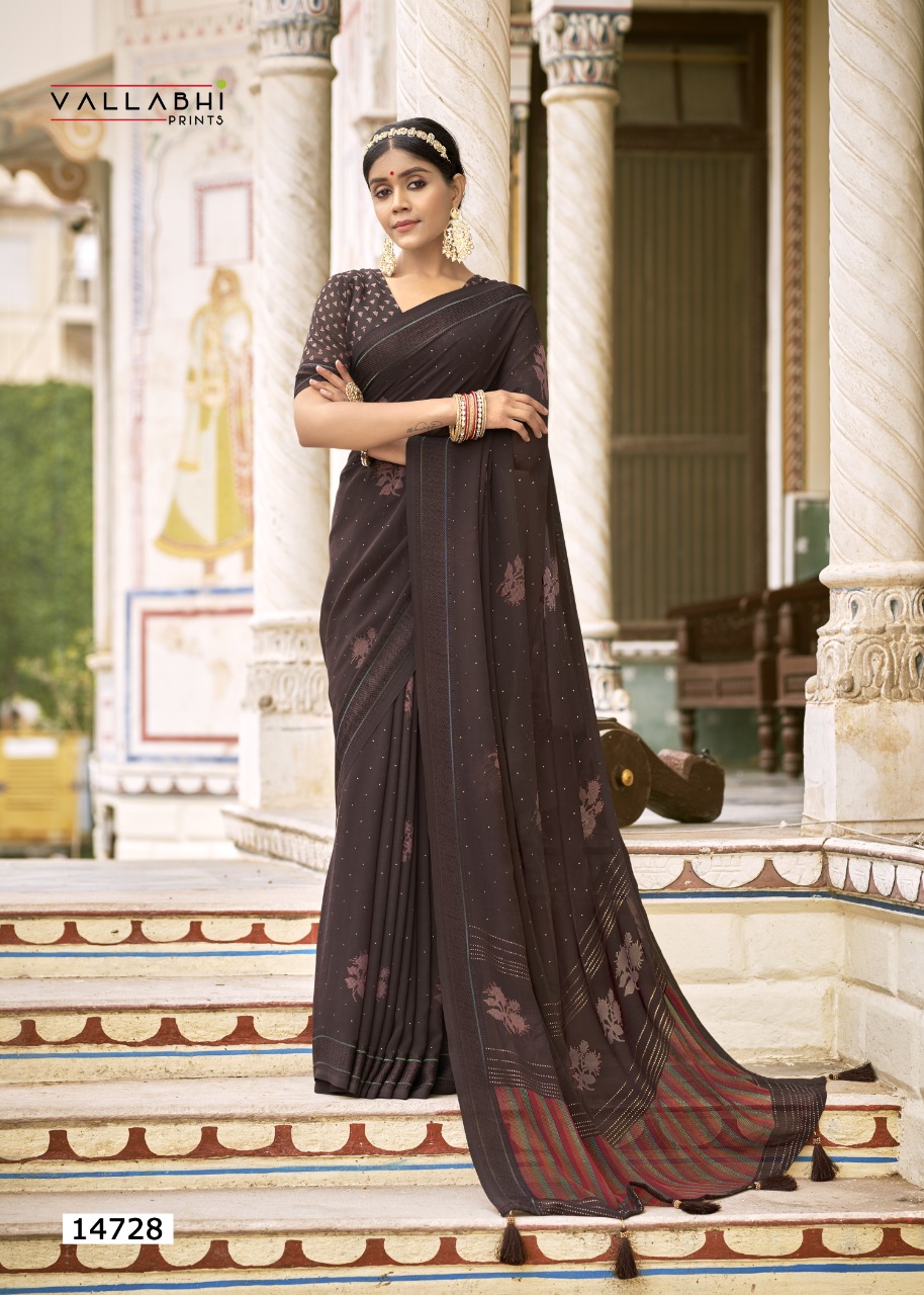 vallabhi print nysa georgette elegant look saree catalog