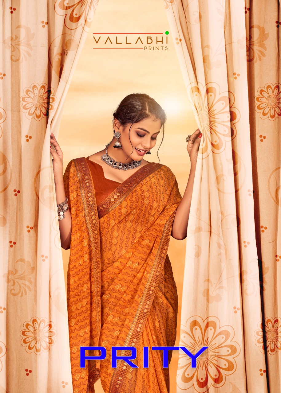 Vallabhi print prity georgette  regal look saree catalog