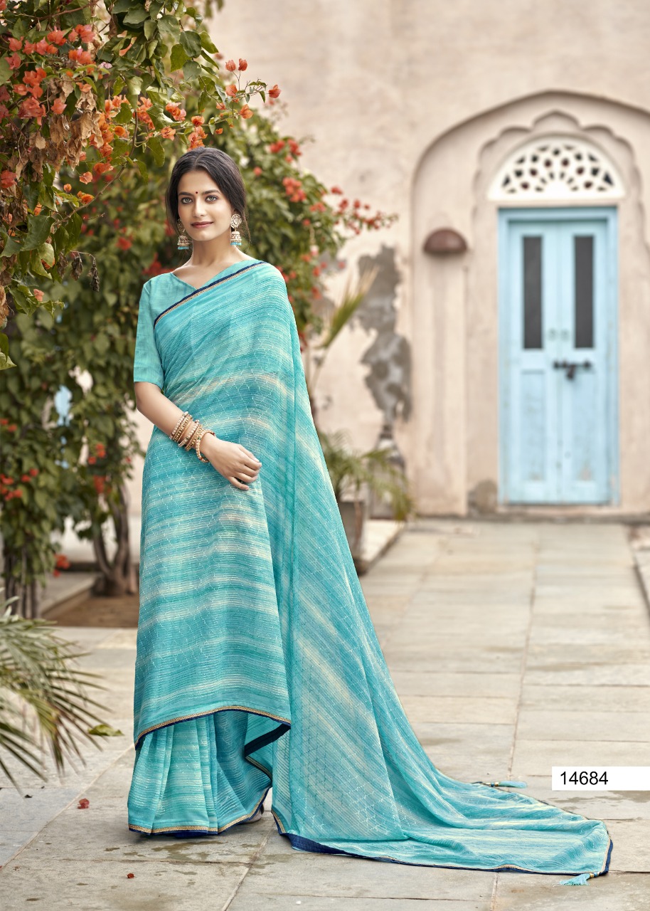 Vallabhi print rang birangi georgette regal look saree catalog