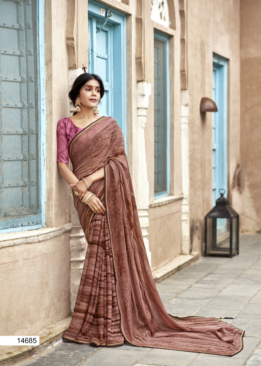 Vallabhi print rang birangi georgette regal look saree catalog