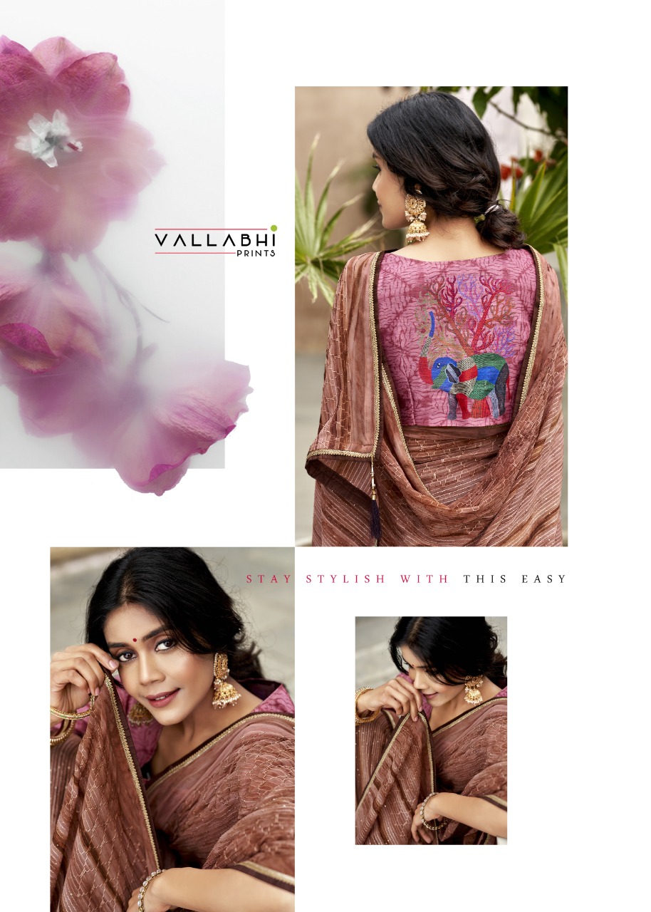 Vallabhi print rang birangi georgette regal look saree catalog