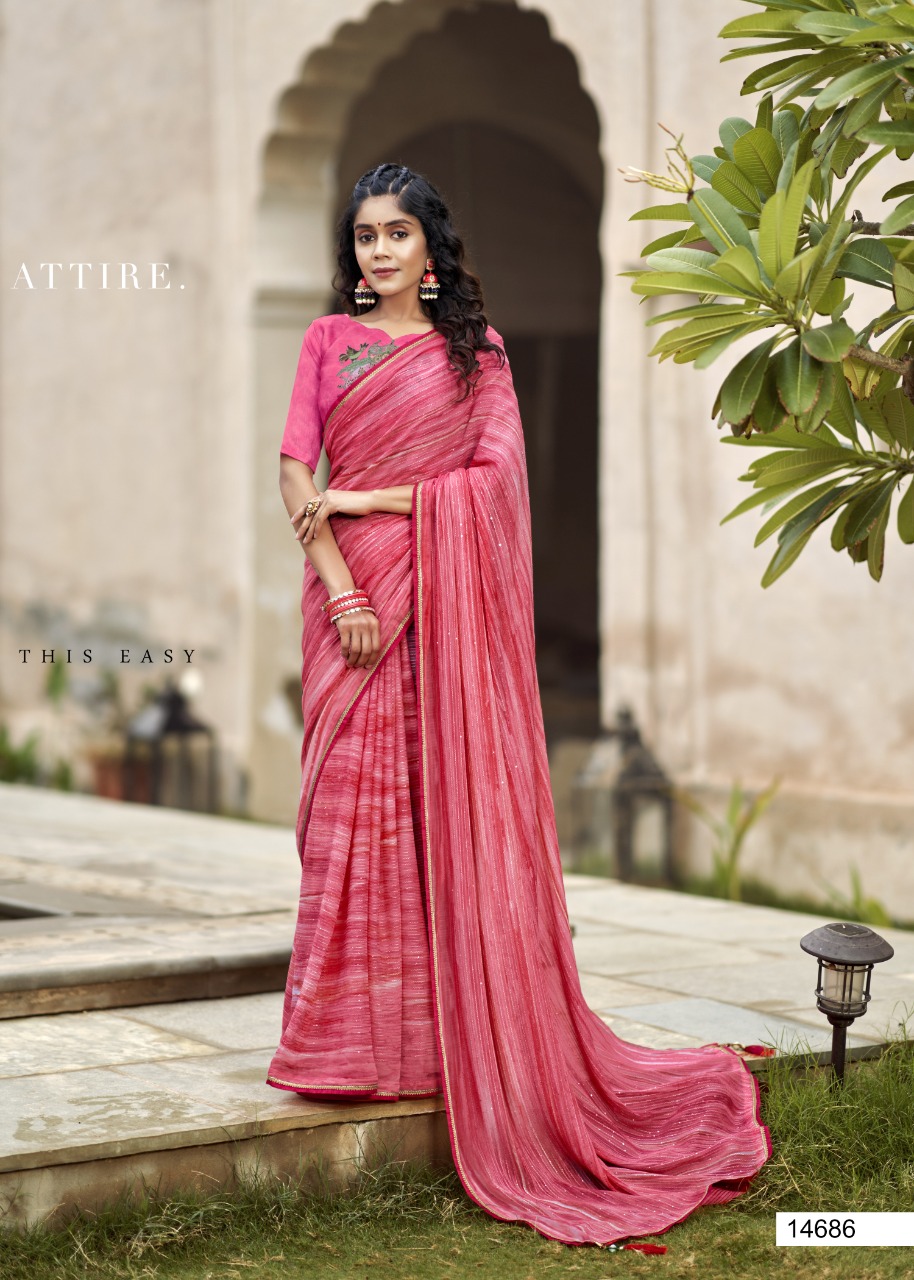 Vallabhi print rang birangi georgette regal look saree catalog