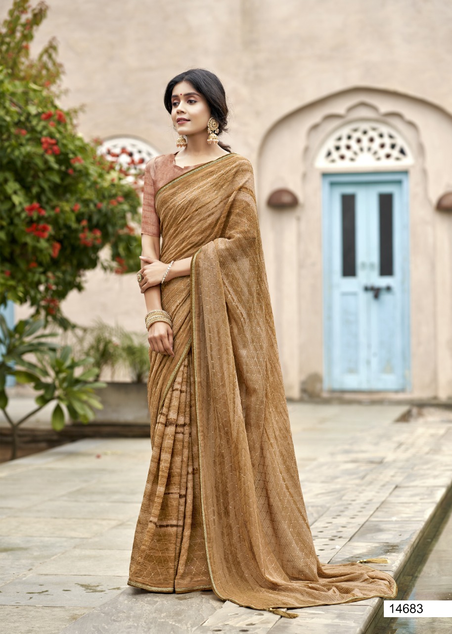 Vallabhi print rang birangi georgette regal look saree catalog