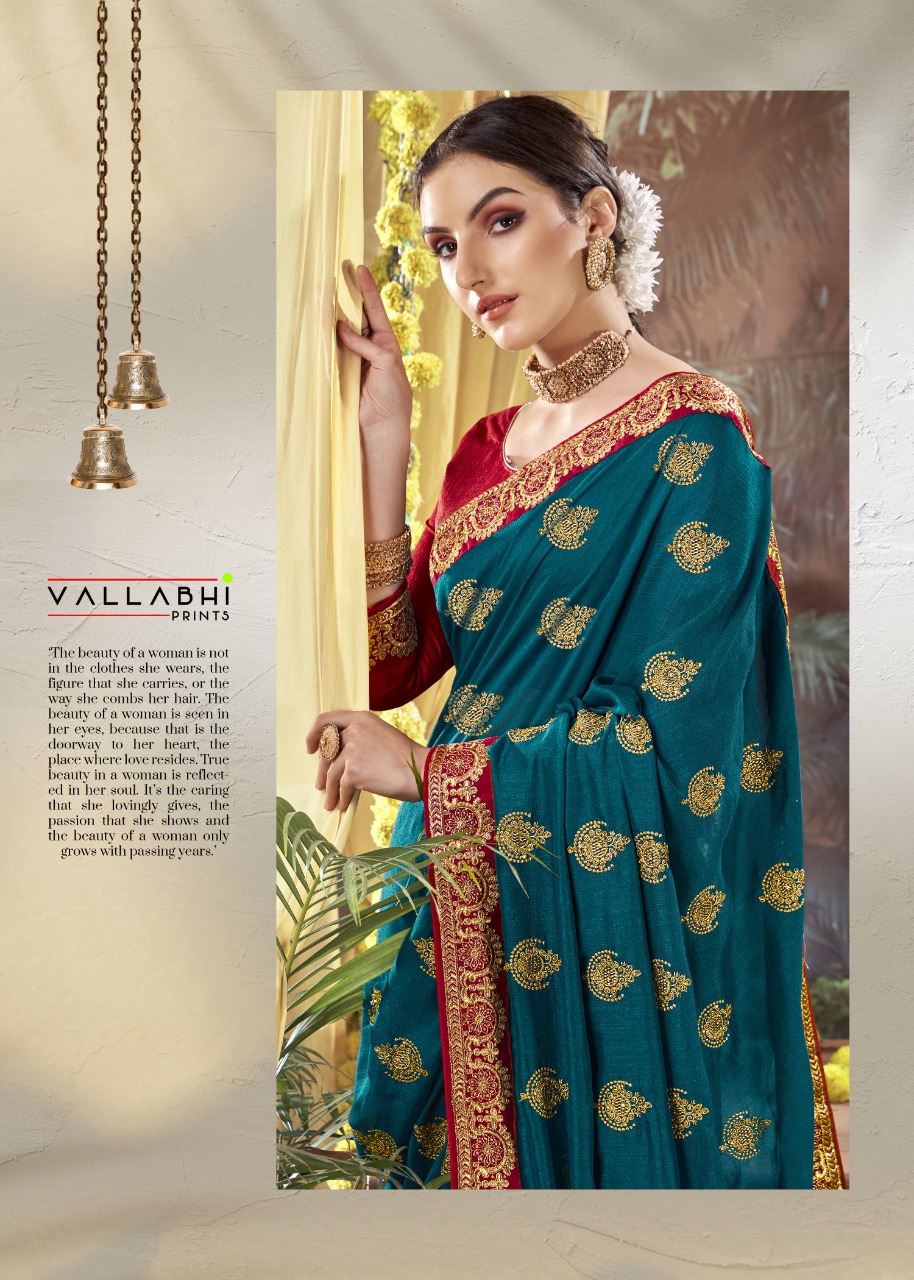 vallabhi print veedhi Vichitra Dyed graceful look saree catalog