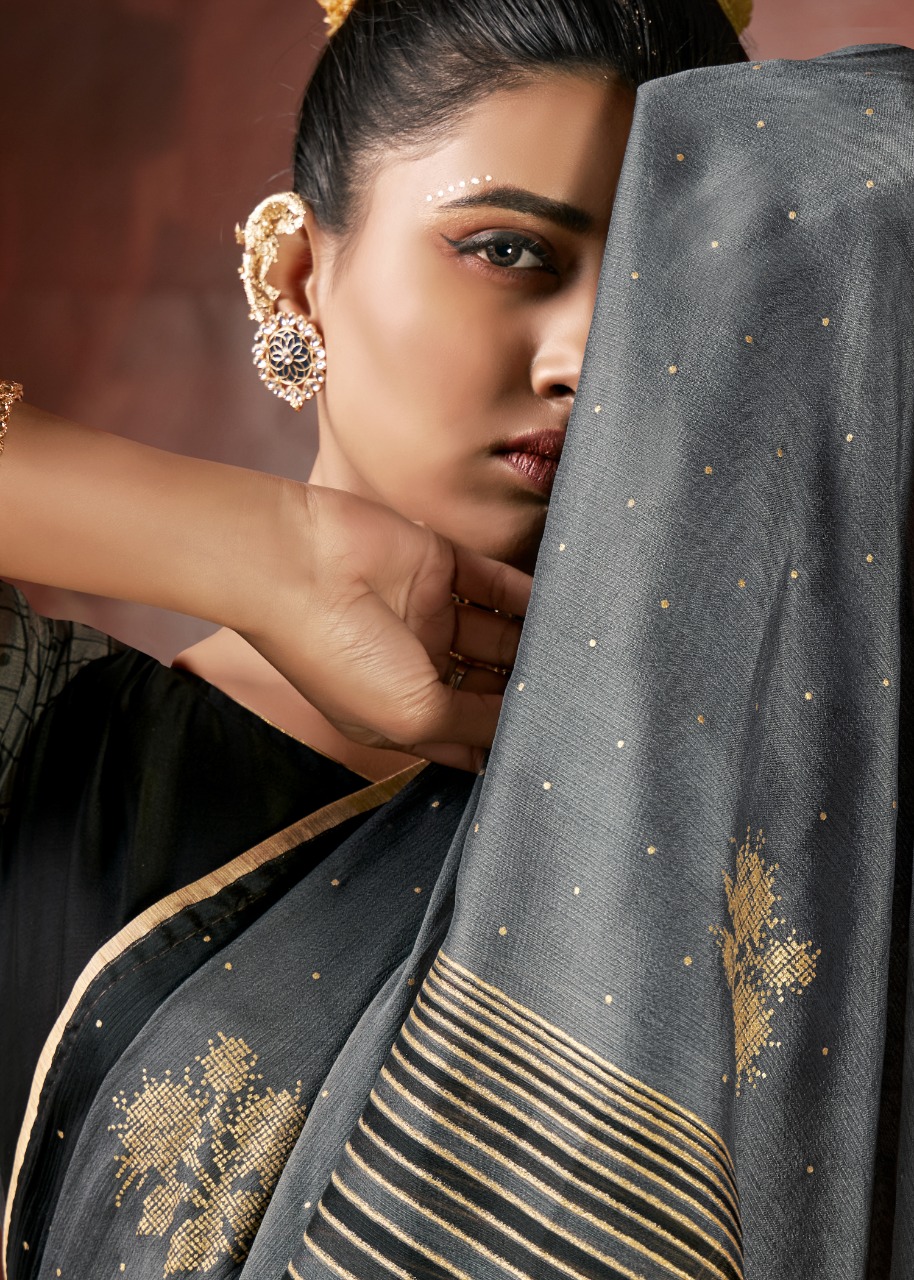 vallabhi print yatika chiffon innovative style saree catalog