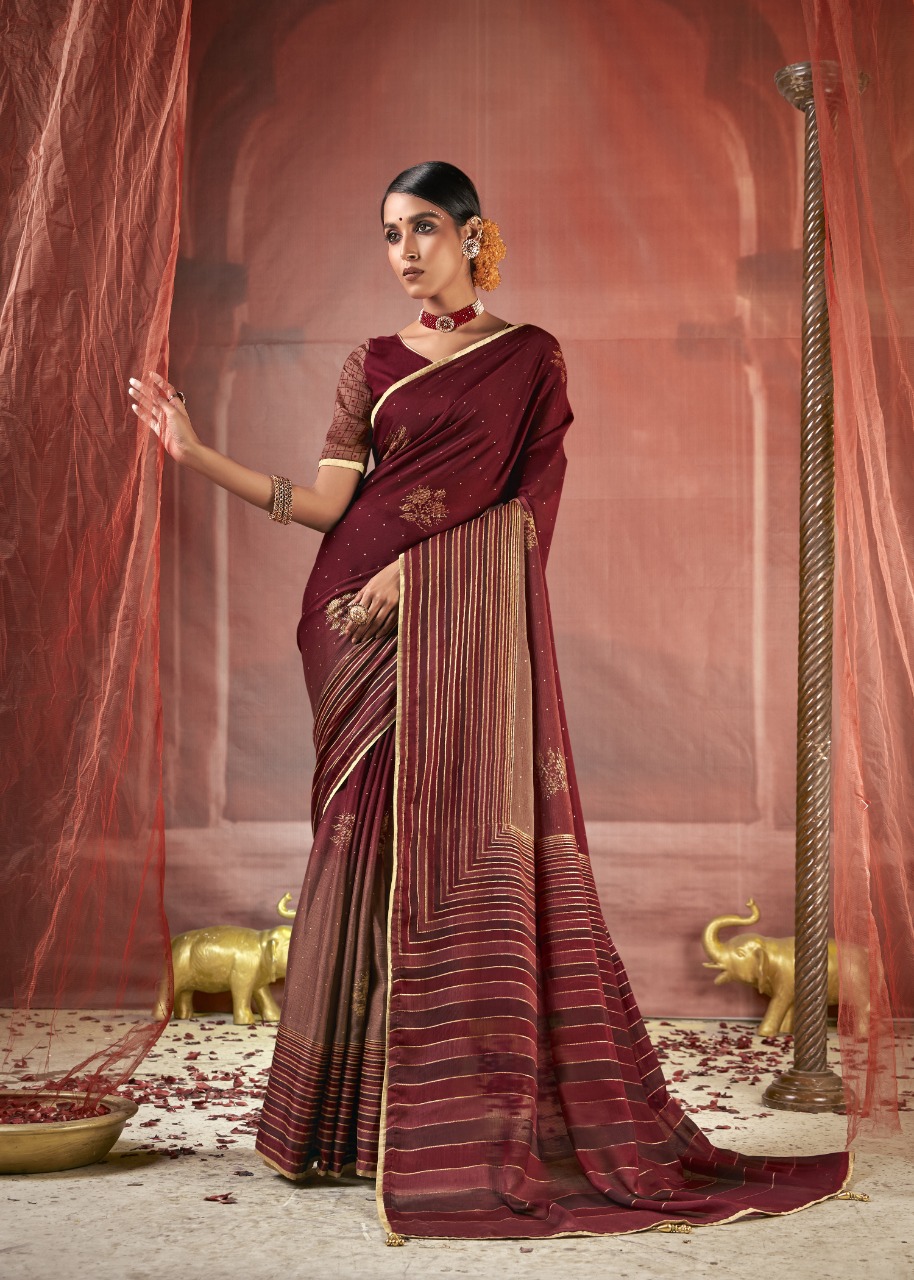 vallabhi print yatika chiffon innovative style saree catalog