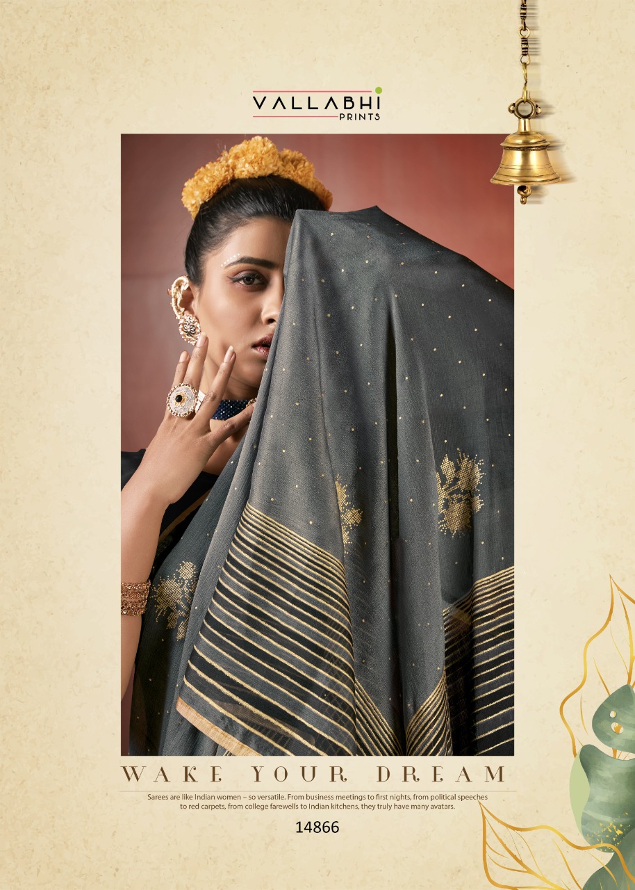 vallabhi print yatika chiffon innovative style saree catalog