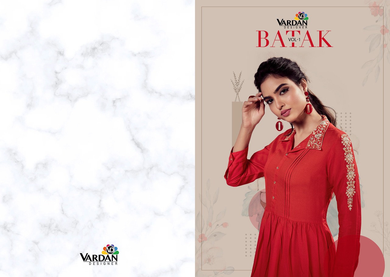 vardan designer batak vol 1 rayon elegant look kurti catalog