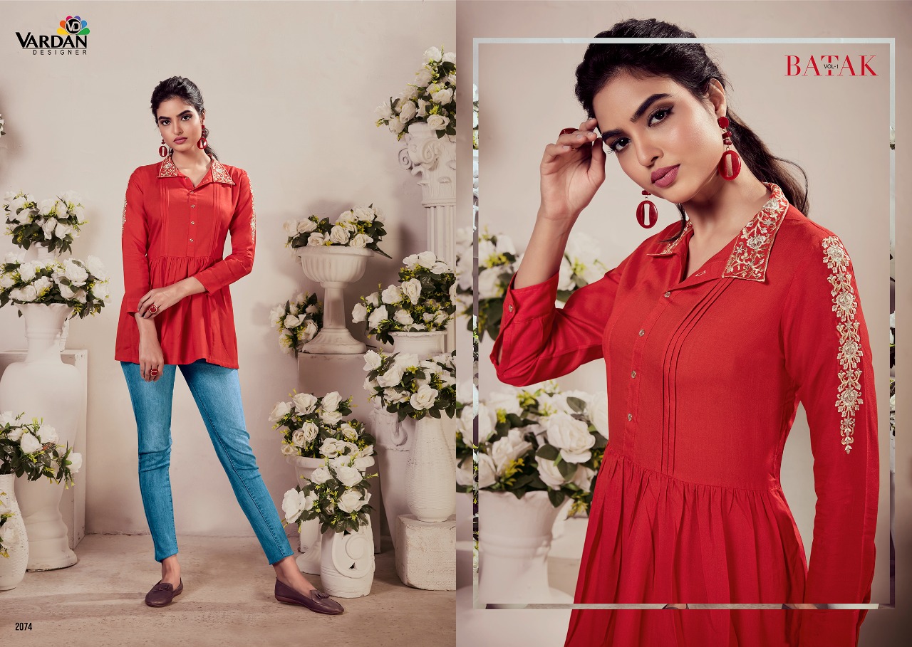 vardan designer batak vol 1 rayon elegant look kurti catalog