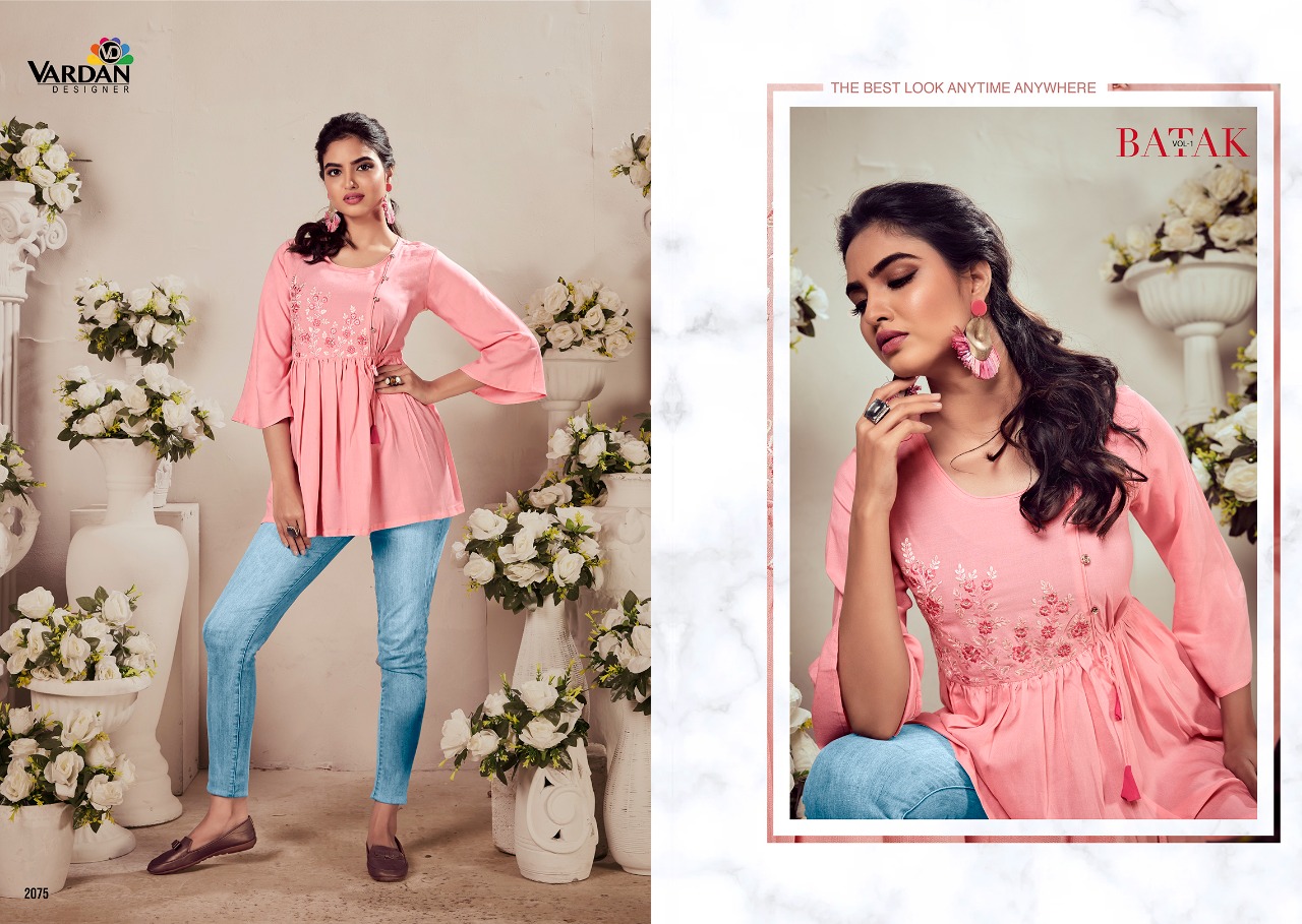 vardan designer batak vol 1 rayon elegant look kurti catalog