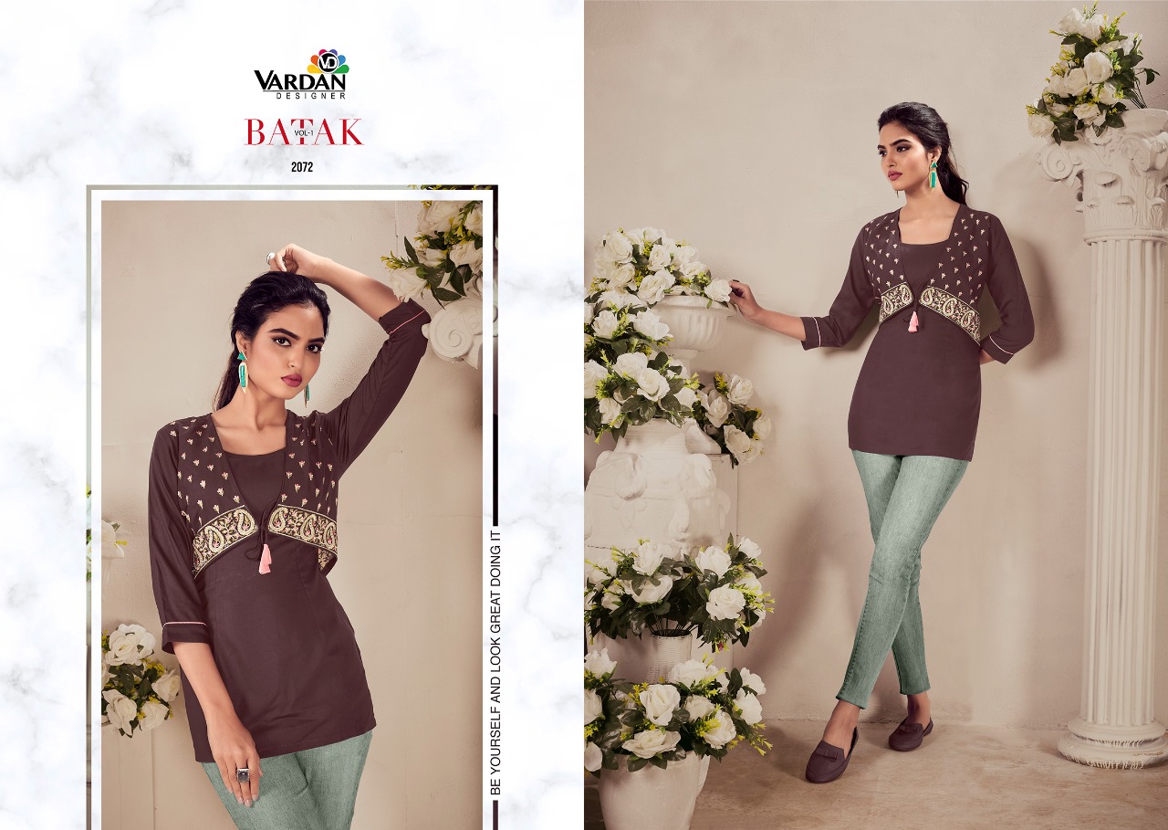 vardan designer batak vol 1 rayon elegant look kurti catalog