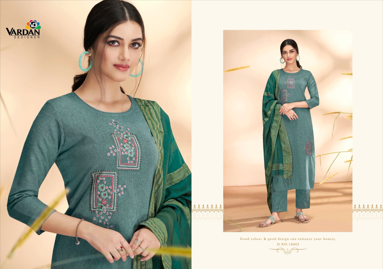 vardan designer radhika 1 cotton gorgeous look top bottom with dupatta catalog