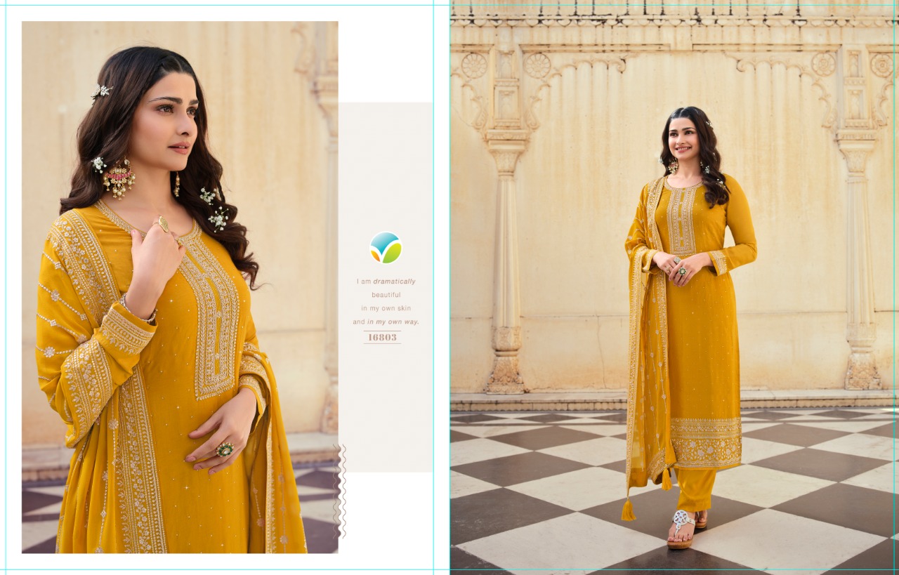 vinay fashion kaseesh nilofar heavy embroidery dola gorgeous look salwar suit catalog