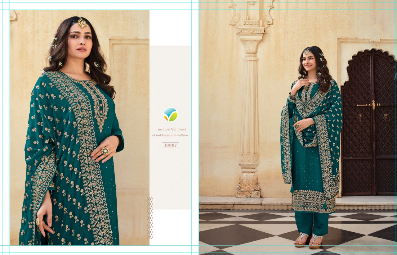 vinay fashion kaseesh nilofar heavy embroidery dola gorgeous look salwar suit catalog