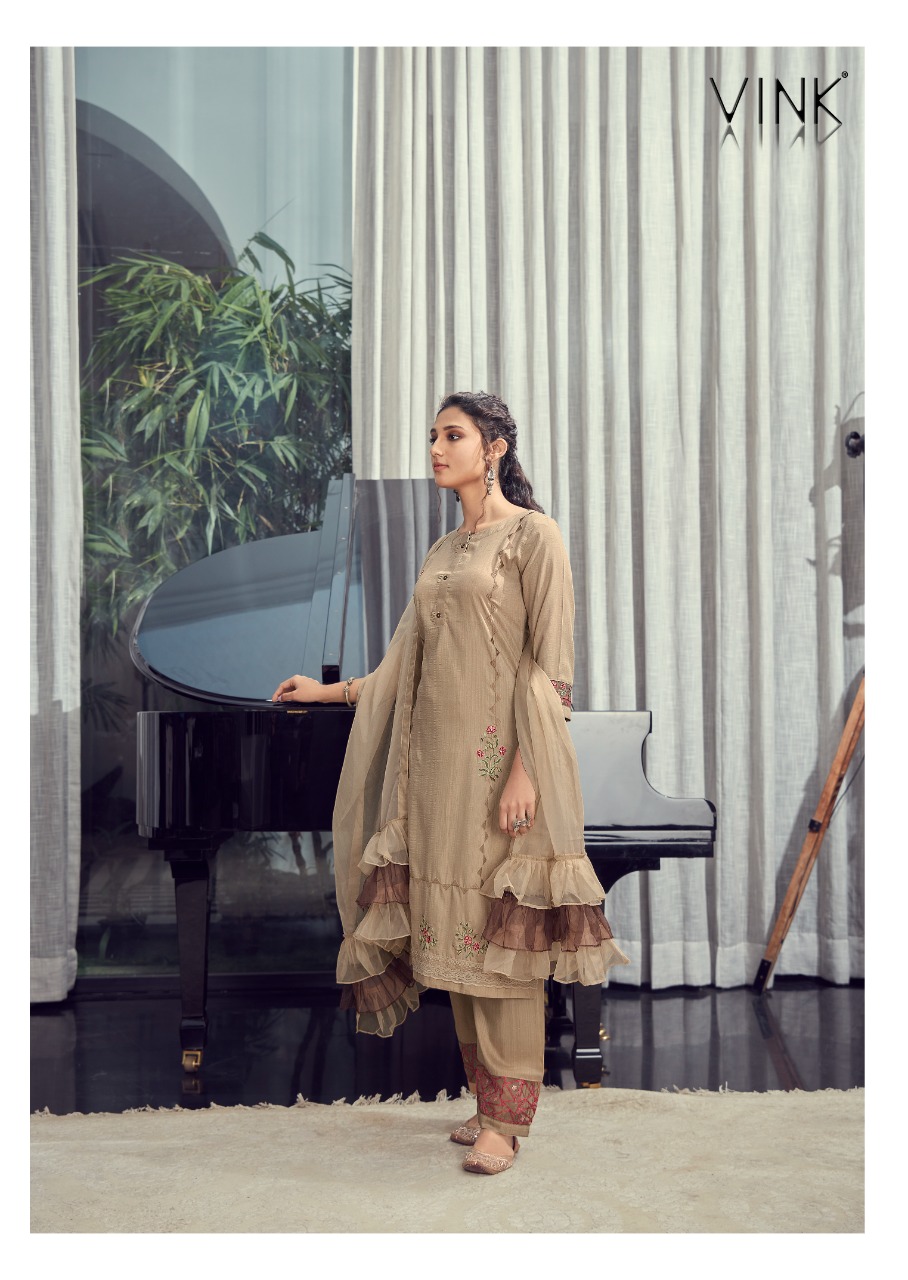 vink ruffles vol 3 SILK catchy look Top bottom and dupatta catalog