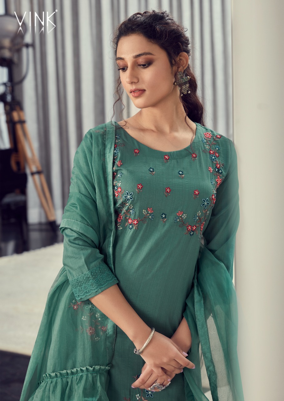 vink ruffles vol 3 SILK catchy look Top bottom and dupatta catalog