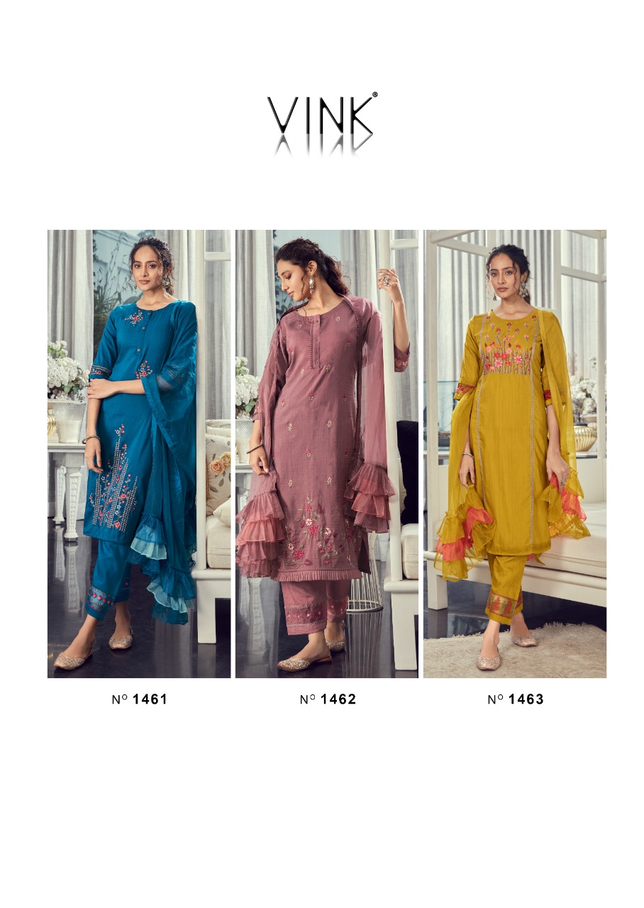 vink ruffles vol 3 SILK catchy look Top bottom and dupatta catalog