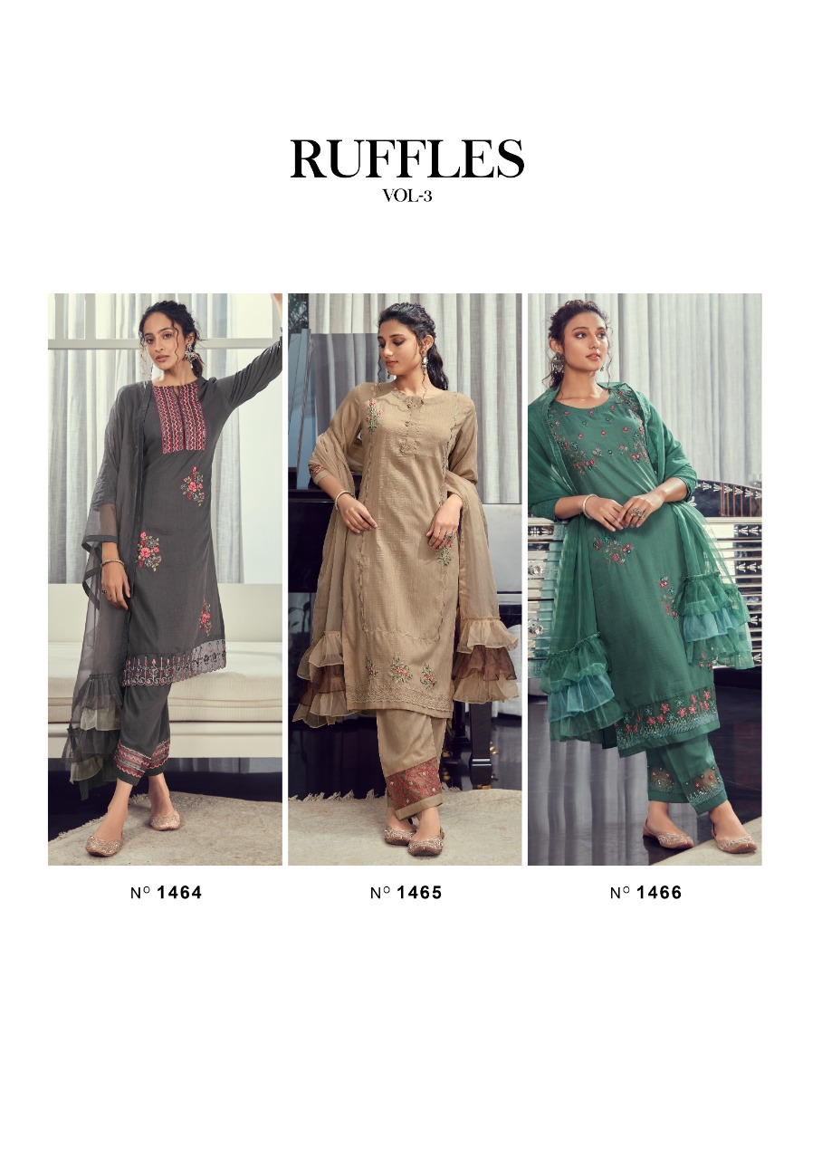 vink ruffles vol 3 SILK catchy look Top bottom and dupatta catalog