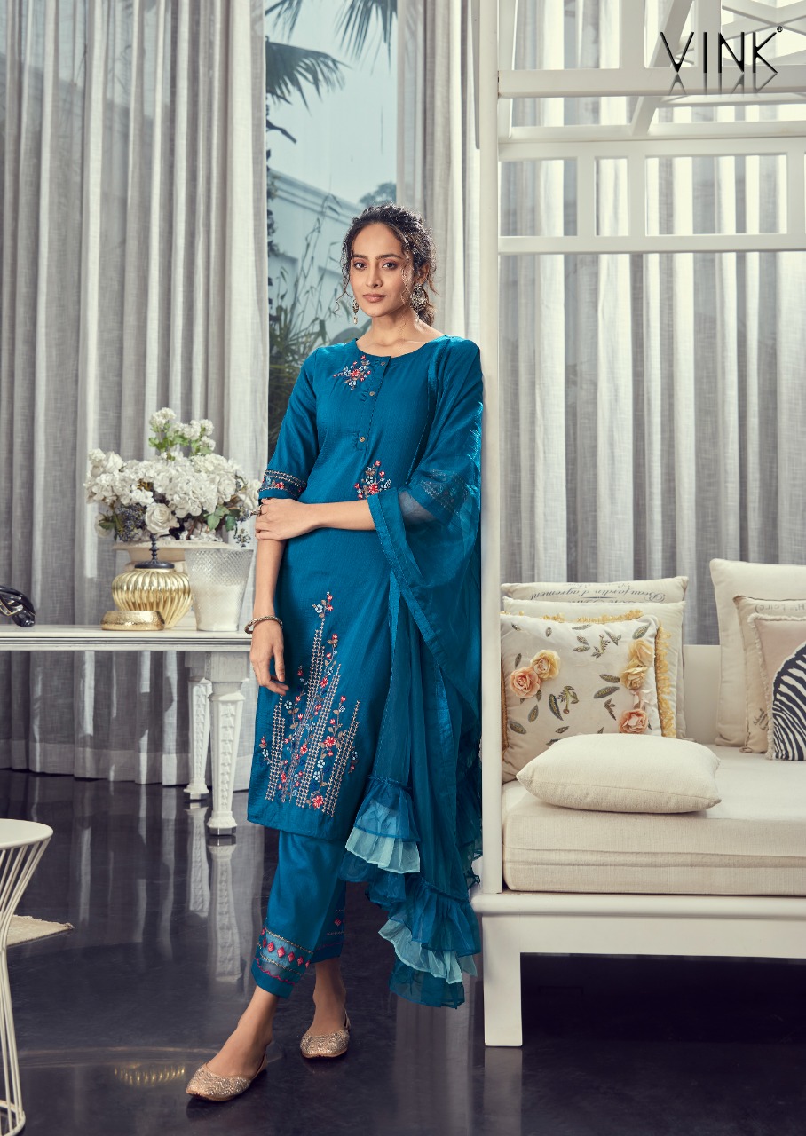 vink ruffles vol 3 SILK catchy look Top bottom and dupatta catalog