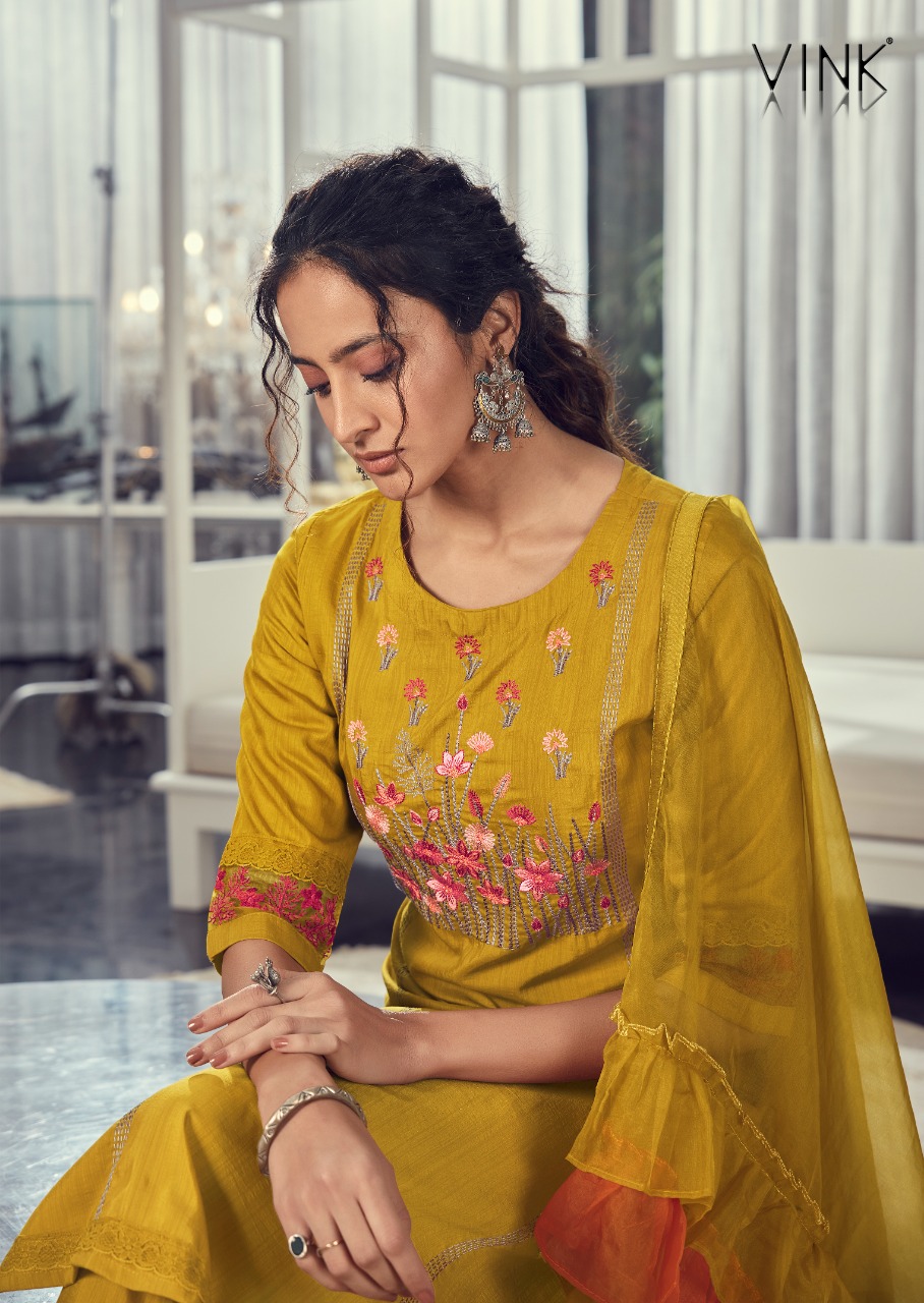 vink ruffles vol 3 SILK catchy look Top bottom and dupatta catalog