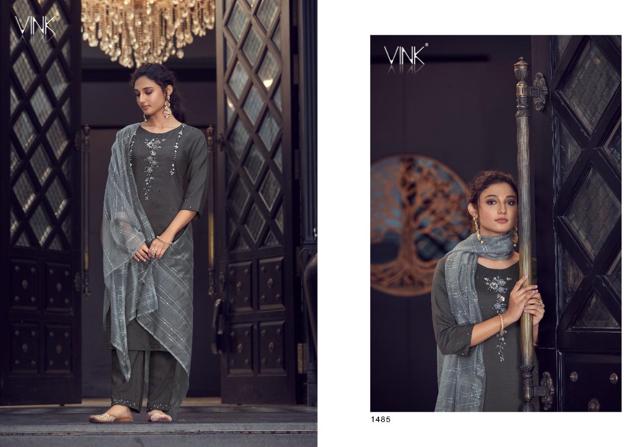 vink vibes viscose silk regal look kurti pant with dupatta catalog