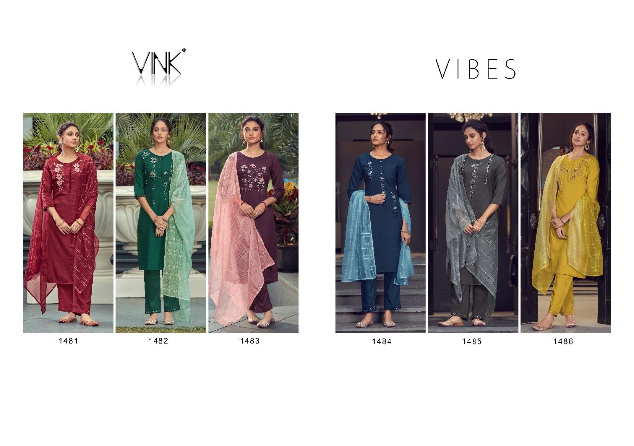 vink vibes viscose silk regal look kurti pant with dupatta catalog