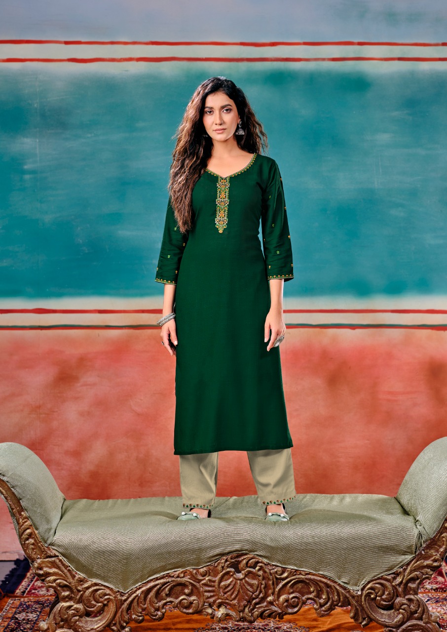 vitara fashion gloster rayon catchy look kurti with pent catalog