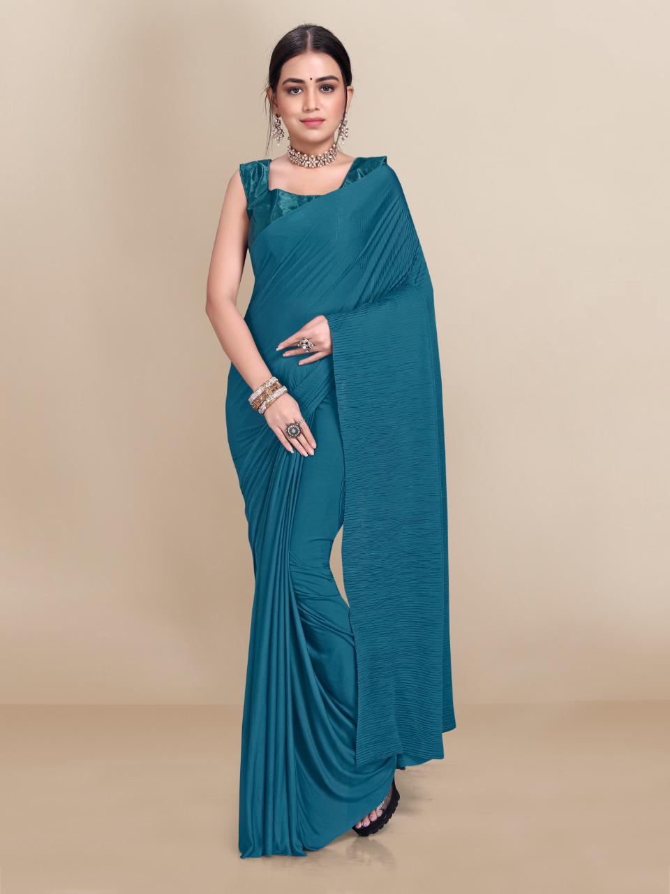 vivera international Clovia2 Saree Soft Knitted lycra regal look saree catalog